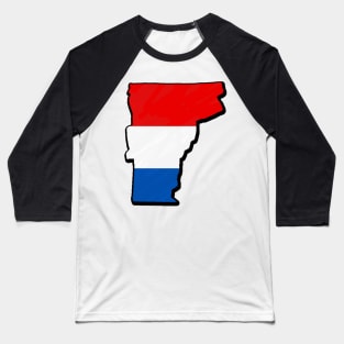 Red, White, and Blue Vermont Outline Baseball T-Shirt